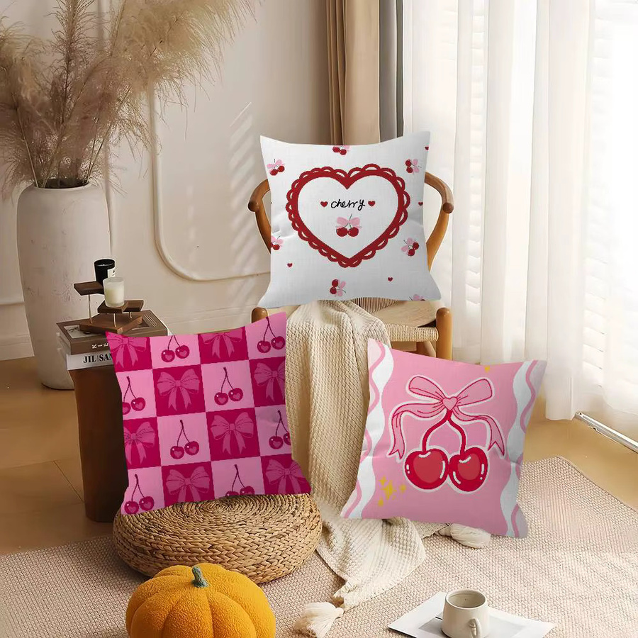 Rastar Kissenbezug mit Kirsch- und Ahorn-Design in Rosa, quadratische Kissenhülle für herbstliche Dekoration, Breite: 30,0 cm, Tiefe: 30,0 cm - Bild 2