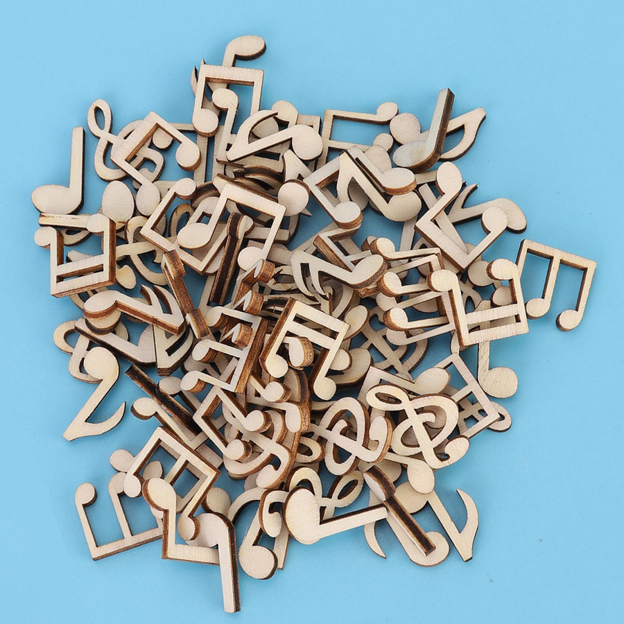 100 Stück Tooarts Holz Musiknote Dekoration mit Notenmuster in Braun, Durchmesser: 2 cm - Bild 2