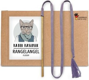 Kater Kasimir Rangelangel, Spielangel für Katzen, mit Baumwollband und Buchenholzstab - Bild 1