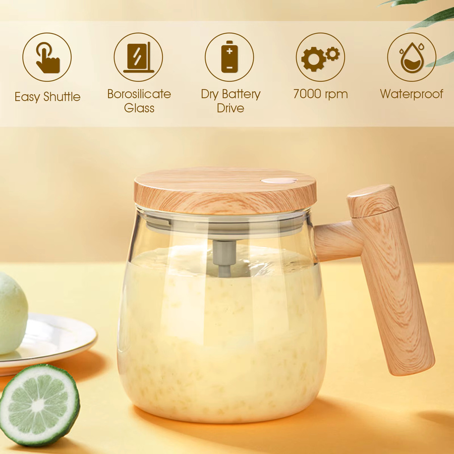 Willstar Selbstrührender Becher aus Glas, 400 ml, Elektrischer Hochgeschwindigkeits-Mischbecher in Transparent, ideal für Kaffee, Milch und Proteinpulver - Bild 2
