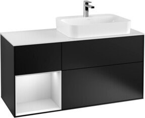 V&B Finion Waschtischunterschrank mit LED-Wandbeleuchtung in Blau lackiert, Breite: 120 cm - Bild 1