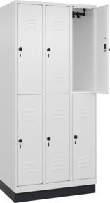C+P Doppelstock-Spind Classic PLUS mit Sockel und 3 Abteilen, Farbe RAL 9016 Verkehrsweiß, B/T/H: 90 x 50 x 195 cm - Bild 1
