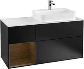 V&B Waschtischunterschrank Finion in Blau Lackiert mit linkem Regal, Breite: 120 cm, Tiefe: 50,1 cm, Höhe: 50,1 cm - Bild 1