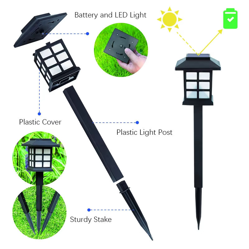 SHENZHITECH 2er-Pack Solar-Wegeleuchten in Schwarz, moderne wasserdichte Solarlampen für Garten, Terrasse und Gehweg - Bild 2