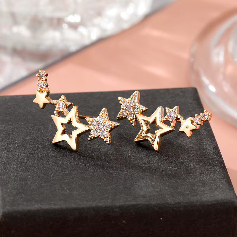 Stern-Ohrstecker, Gold, Zirkonia, Damen - Bild 3
