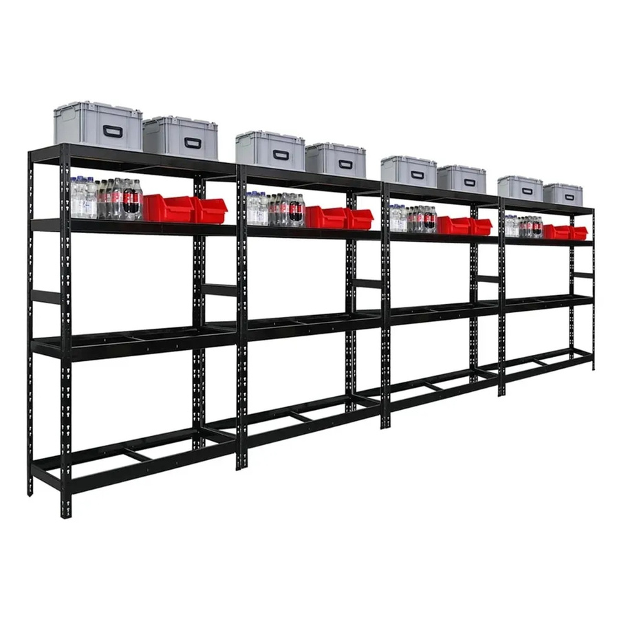 4er Set PROREGAL Tiger Reifenregal aus Stahl in Schwarz mit 2 Ebenen und verstellbaren Fachböden, H x B x T: 180 x 120 x 40 cm - Bild 1