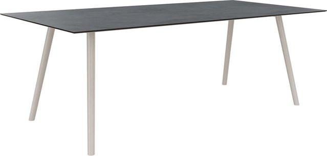 Stern Tisch Interno mit konischem Rundrohr-Gestell aus Aluminium in Greige und Tischplatte Silverstar 2.0 Zement, B/T: 220 x 100 cm - Bild 1