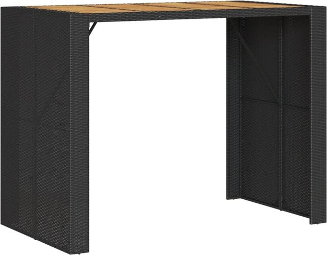 vidaXL Garten-Bartisch aus Polyrattan mit Akazienholzplatte in Schwarz, B/T/H: 145 x 80 x 110 cm - Bild 1