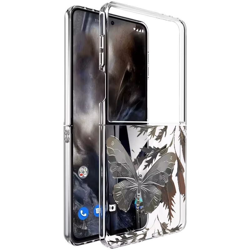 Schmetterling Blumen Handyhülle für Samsung Galaxy Z Flip 6 5G 5 Flip 4 5G Transparent Hard Cover - Bild 2