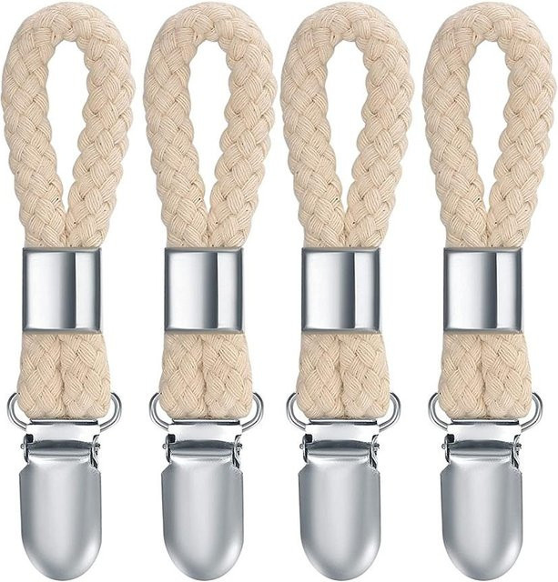 Love Home Garden Handtuch-Aufhängeklammern Set aus Baumwolle und Metall, 4 Stück Mehrzweck-Aufbewahrungsschlaufe in Beige - Bild 1