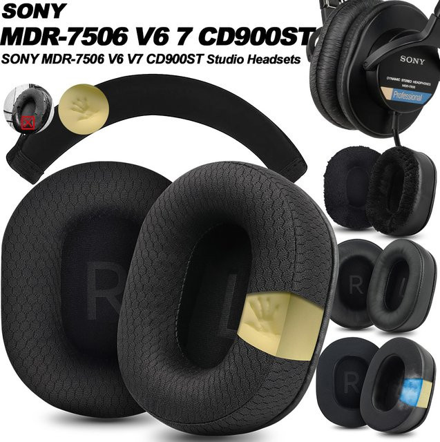 Sony Ersatz-Ohrpolster aus Memory-Schaum und Proteinleder für MDR-7506 V6 V7 CD900ST in Schwarz - Bild 1