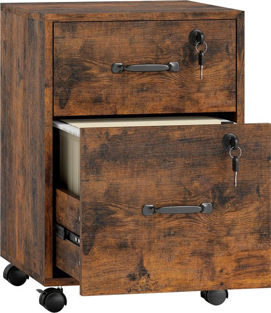 HOMCOM Rollcontainer mit 2 Schubladen für Büro und Home Office, braun, B/T/H: 40 x 40 x 54,1 cm - Bild 1