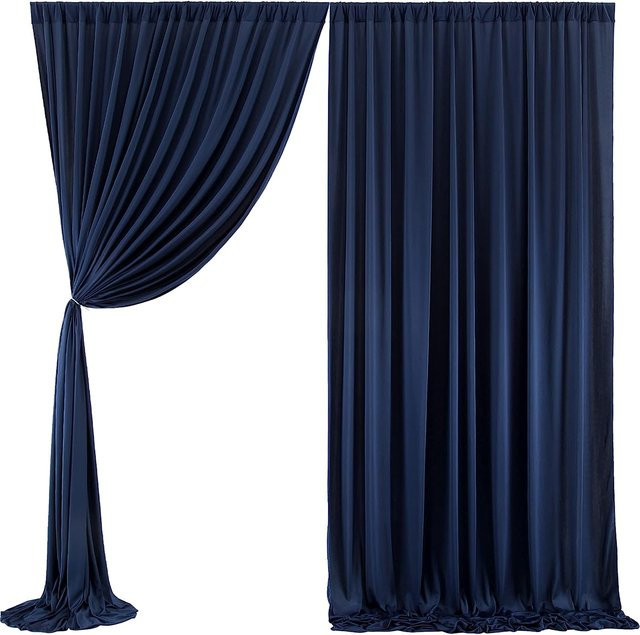 SHENGXuntex Satin Hintergrundvorhang Blau für Hochzeit, Party und Event-Dekoration, Höhe: 210 cm, Breite: 70 cm - Bild 1