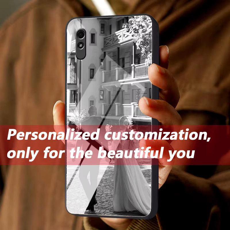 Personalisierte Fotospiegel Handyhülle aus Glas für Xiaomi Redmi 9, 9A, 9T, 9C, 9i und 9 Power in Schwarz und Multicolour - Bild 3