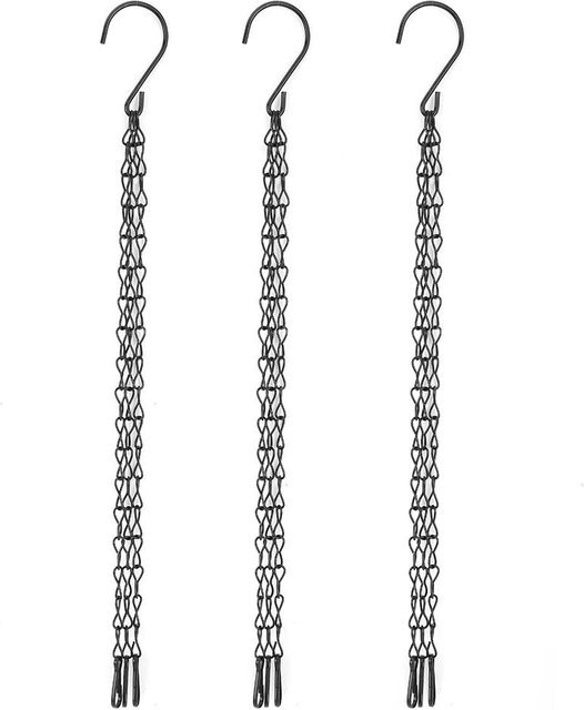 CosyHome 3er Set Hängeketten und Haken aus Metall für Pflanzgefäße und Blumentöpfe in Weiß - Bild 1