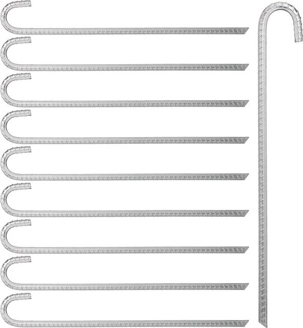 Relaxdays Bodenanker 10er Set aus verzinktem Stahl in Silber, B/T/H: 45 x 6,5 x 1 cm - Bild 1