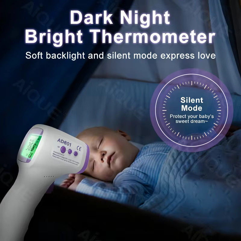 Digitales Infrarot-Thermometer mit Sprachausgabe und Hintergrundbeleuchtung für Baby und Erwachsene in Weiß - Bild 2