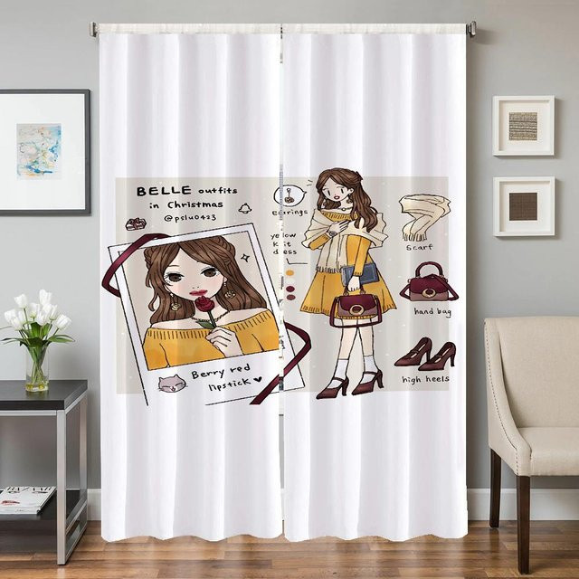 2er-Set Küchenvorhänge von Household supplies MH, halbtransparent, Weiß, B: 50 cm, H: 70 cm - Bild 1