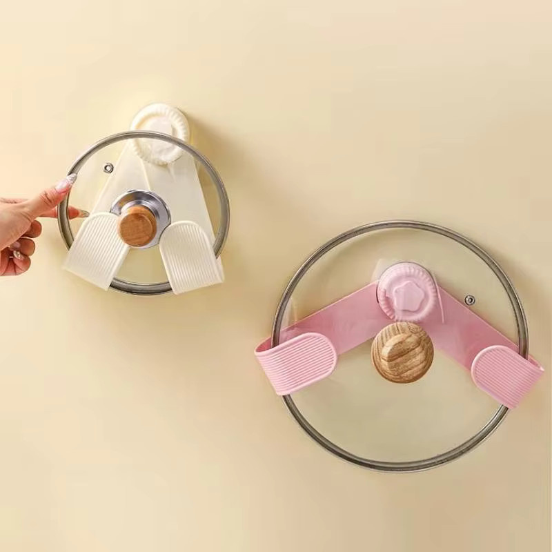 Untior Drehbarer Saugnapf-Drehständer für Topfdeckel in Pink, Multifunktionales Küchen-Aufbewahrungsregal aus Kunststoff - Bild 2