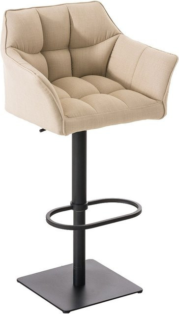 TPFLiving Barhocker Damaskus mit schwarzem Gestell und cremefarbenem Stoff, modern und drehbar - Bild 1