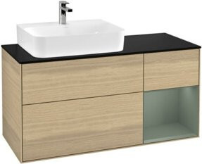 V&B Waschtischunterschrank Finion Wandbeleuchtung in Platin matt mit Regal links, Breite: 120 cm, Höhe: 50,1 cm, Tiefe: 50,1 cm - Bild 1