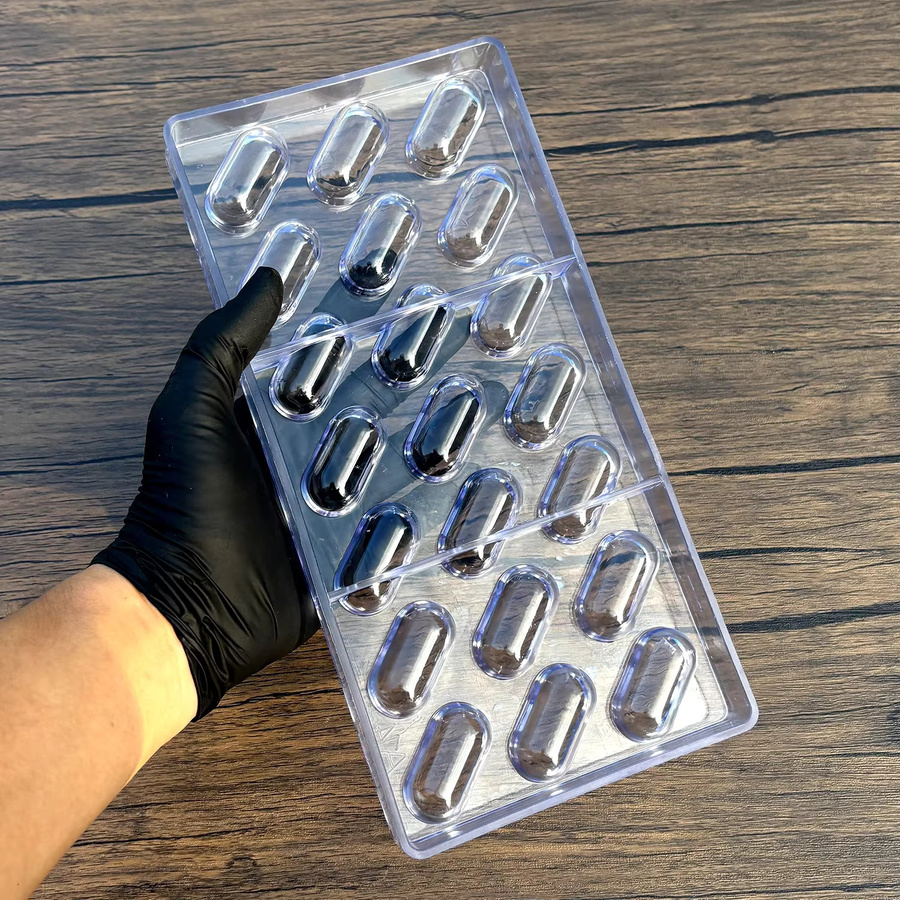 ALICAKE Schokoladenform aus Polycarbonat in ovaler Kapselform, transparent - Bild 5