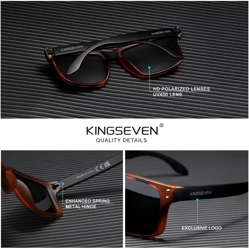 Kings even Sonnenbrille, rechteckig, Vollrand, TR90, polarisiert, Unisex - Bild 4