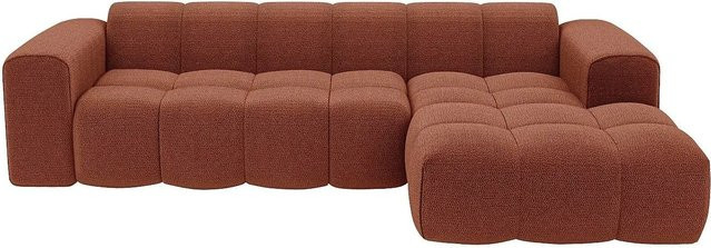 Maison Céphy Sofa Caleso in L-Form aus Chenille-Stoff, Farbe Terracotta, Breite: 284 cm - Bild 1