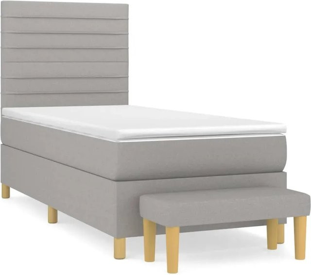 vidaXL Boxspringbett mit Matratze Hybrid-Design in Hellgrau und Weiß, B/T/H: 80 x 200 x 128 cm - Bild 1