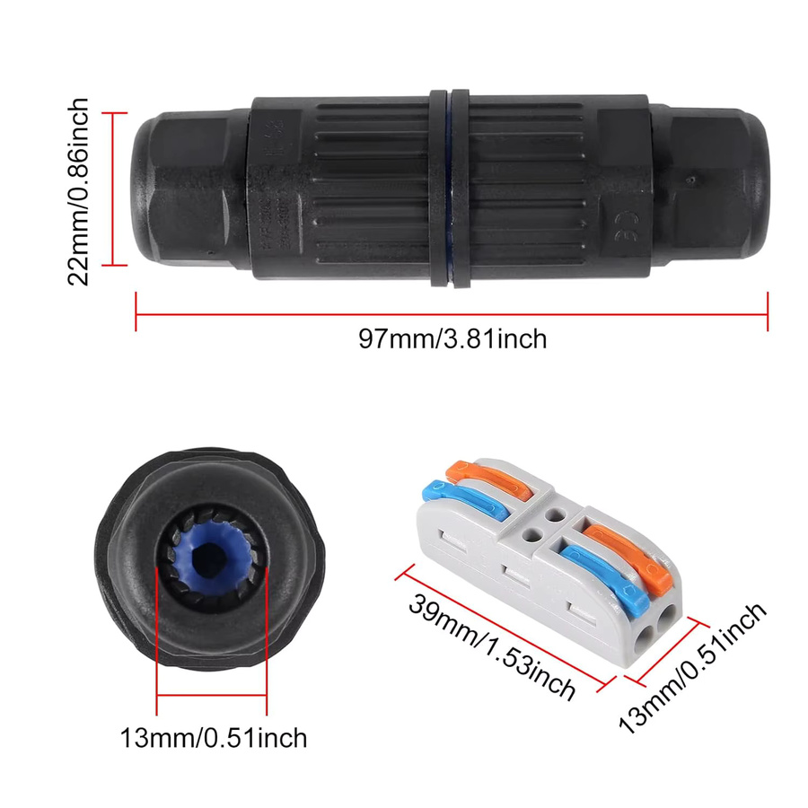 AOKIN 3er-Set wasserdichte 2-polige Kabelstecker, 2-Wege-Inline-Drahtverbinder, schwarzer elektrischer Anschluss für Auto und Boot - Bild 5