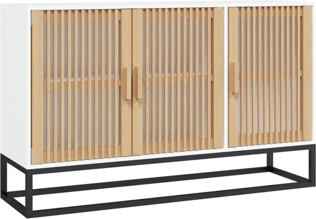 vidaXL Sideboard Weiß aus Holzwerkstoff und Kiefernholz, B/T/H: 105 x 30 x 65 cm - Bild 1