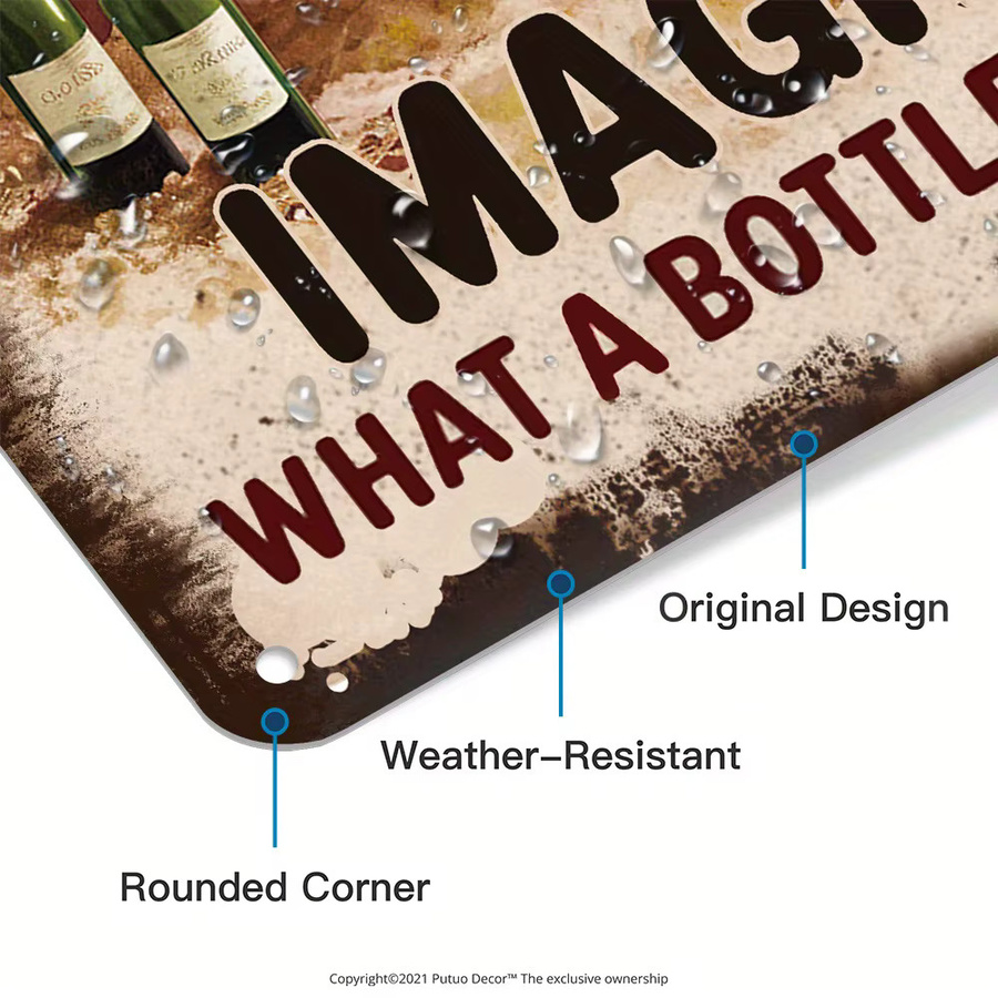 DDPNKL Vintage-Metallblechschild Wandkunst-Dekoration mit Wein-Spruch, Mehrfarbig, B/H: 30 x 20 cm - Bild 4