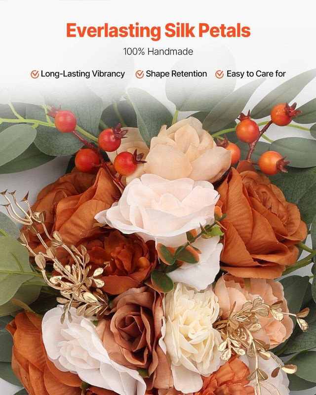 Buying Solutions, MB Künstliches Hochzeitsbogen Blumen Set in Orange, Weiß und Creme mit Textilvorhängen für Bohemian Dekoration - Bild 5