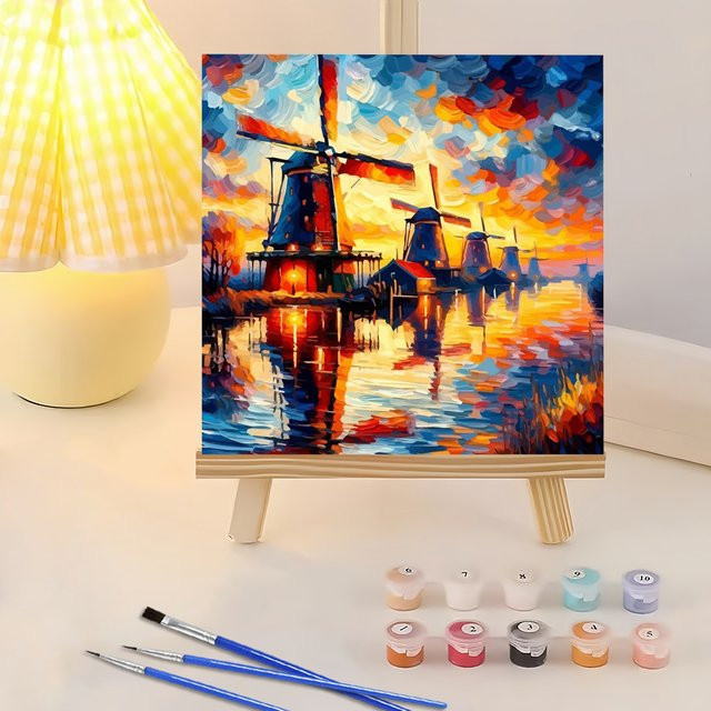 Huacan Windmühle Malen nach Zahlen, DIY Ölgemälde, Leinwand - Bild 1
