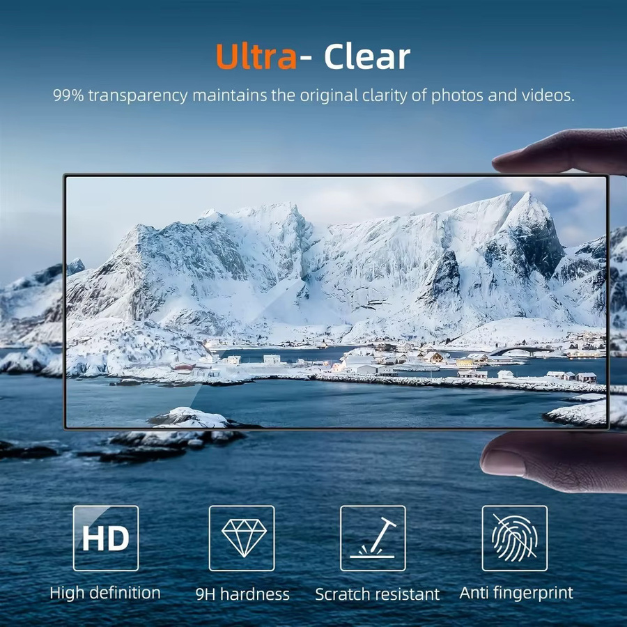 3er-Pack 9D Ultra HD Gehärtetes Glas Displayschutzfolie für Samsung Galaxy S22 S23 S24 S25 S26 Plus Ultra S23 FE S24 FE S25 FE S25 Edge, transparent, kratzfest und anti-fingerabdruck - Bild 3