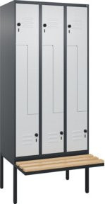 C+P Z-Spind Classic PLUS Sitzbank mit 6 Fächern und Sicherheits-Drehriegel, B/T/H: 212 x 90 x 81,5 cm, Sitzfläche aus Buche-Hartholz, Anthrazit/Grau/Schwarz - Bild 1