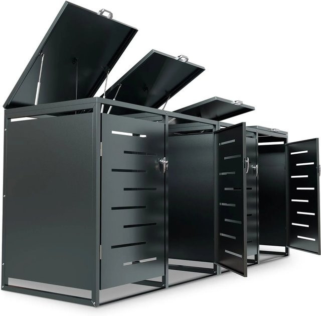 Juskys Mülltonnenbox Arel 4er Set aus Metall in Anthrazit - Bild 4