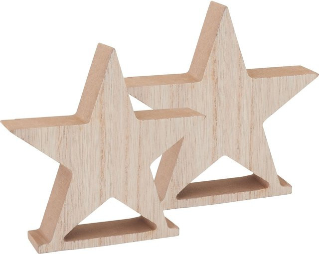 VBS Holz-Sterne in Beige für die Adventszeit und Weihnachten als Tischdeko - Bild 1