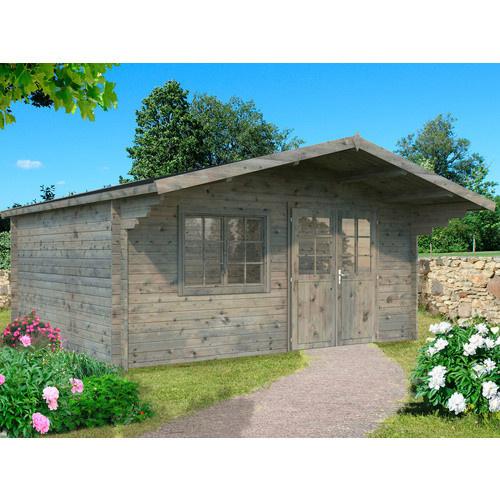 Blockbohlenhaus PALMAKO Britta aus Holz in Grau, B/H/T: 516 x 270 x 579 cm - Bild 2