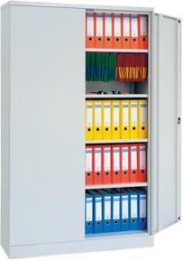 Bedrunka+Hirth Flügeltürenschrank mit 4 höhenverstellbaren Fachböden und Sicherheitszylinderschloss, B/T/H: 120 x 60 x 195 cm - Bild 1