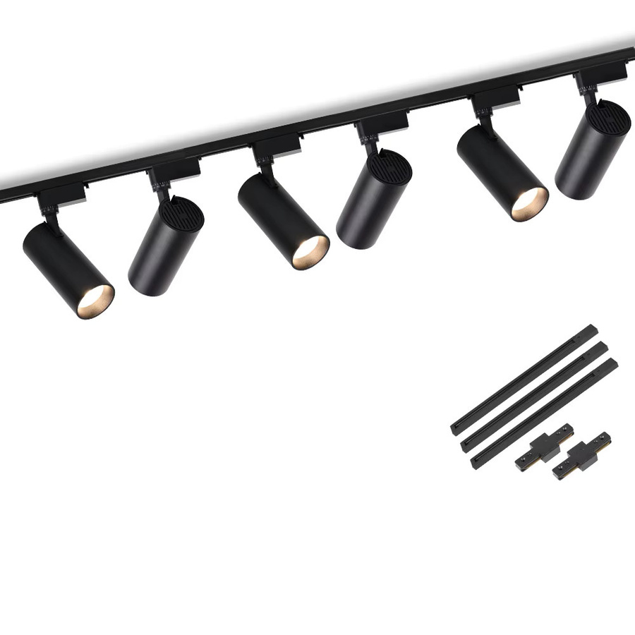 CANMEIJIA LED Schienenstrahler Set in Schwarz, modernes Schienenlicht aus Aluminium für Deckenbeleuchtung und Bekleidungsgeschäfte, warmweiß - Bild 6