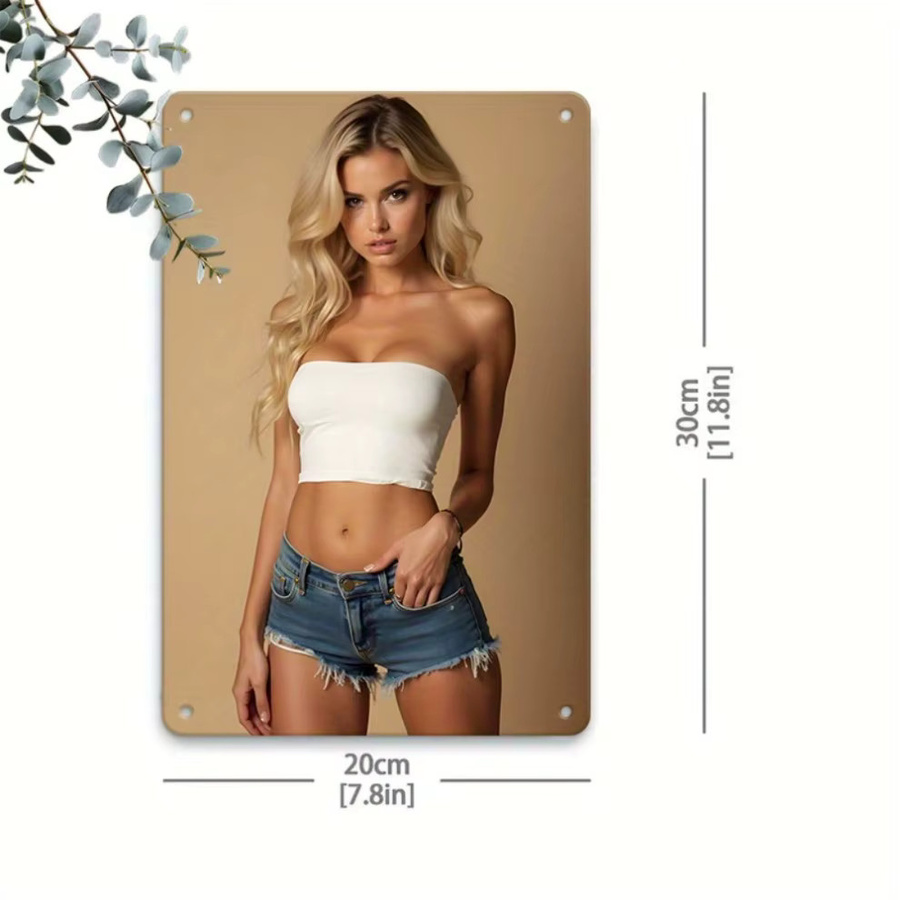 HELLOYOUNG Vintage Metall Wandkunst Blonde Lady Retro Eisen Dekor Portrait in Weiß - Bild 2