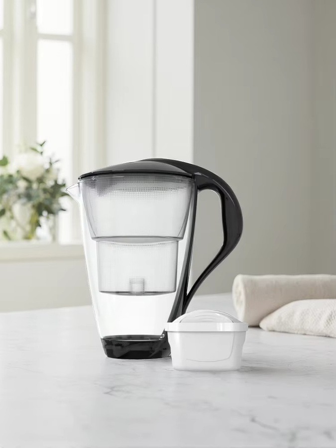 Dafi Crystal LED Glasfilterkrug in Schwarz mit klassischem Filter aus Glas - Bild 3