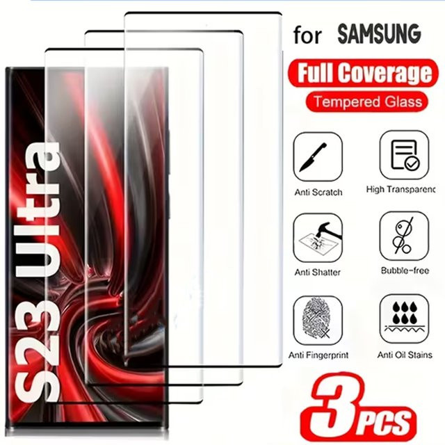 Set aus 1 bis 3 HD Displayschutzfolien aus gehärtetem Glas für Samsung Galaxy S22 Ultra, S23 Ultra, S24, S24 Plus, S25 Ultra, S25 Edge und S26 Ultra, transparent - Bild 1