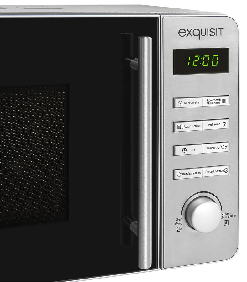 Exquisit MW8020H Mikrowelle mit Grill und Heißluft in Silber, B/T/H: 45,1 x 34,5 x 25,7 cm - Bild 3