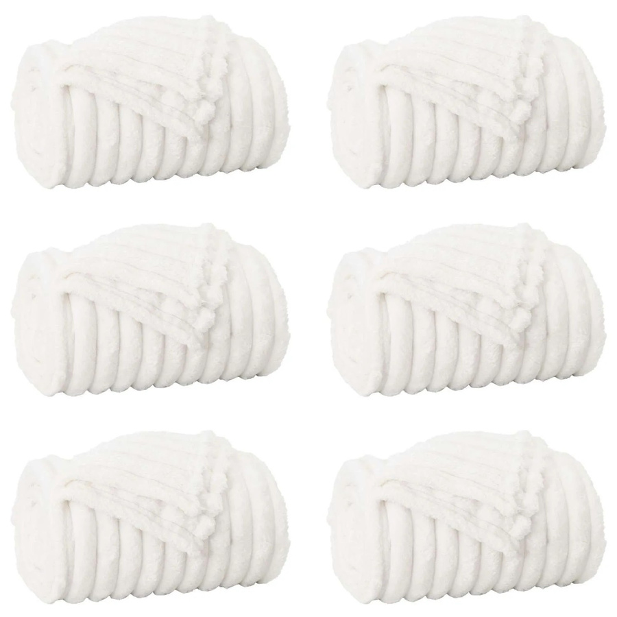 6er-Set vidaXL Fleece-Wohndecken in Weiß, B/B: 270 x 240 cm - Bild 1
