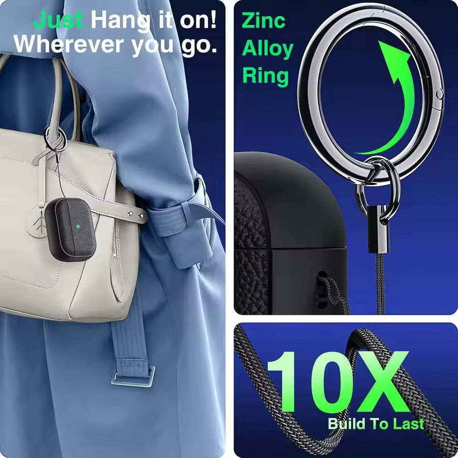 Apple Capa Schutzhülle für AirPods Pro 3 aus weichem TPU-Leder in Blau mit Trageband - Bild 6