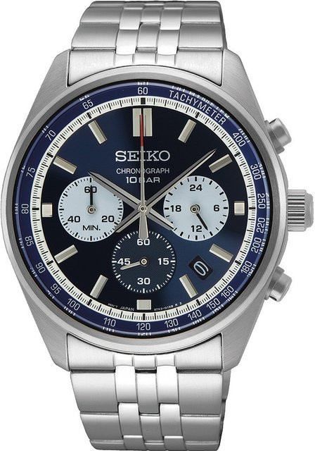 Seiko Chronograph, Quarz, Edelstahl, Blau, 42 mm, Herren - Bild 1