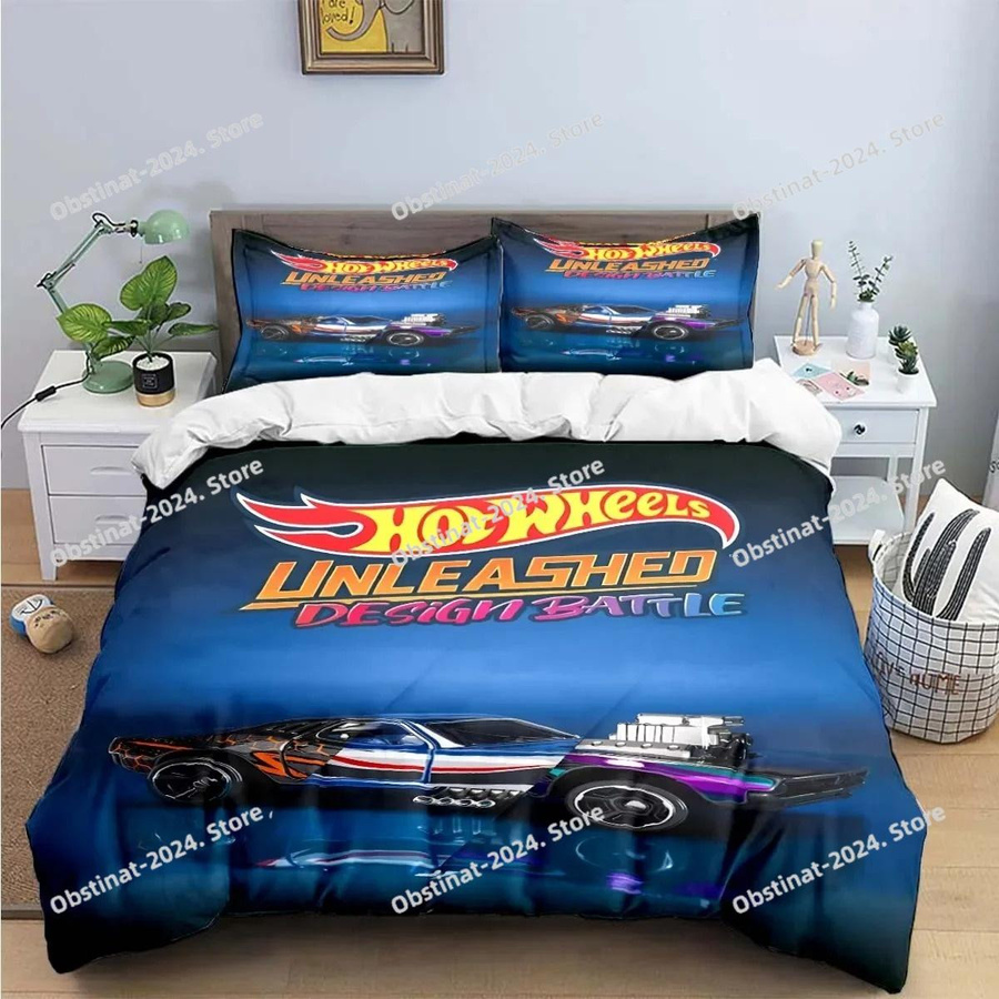 3D Cartoon Bettwäscheset mit W-Räder Motiv, Bettbezug und Bettdecke, Single, B/H: 135 x 200 cm - Bild 1