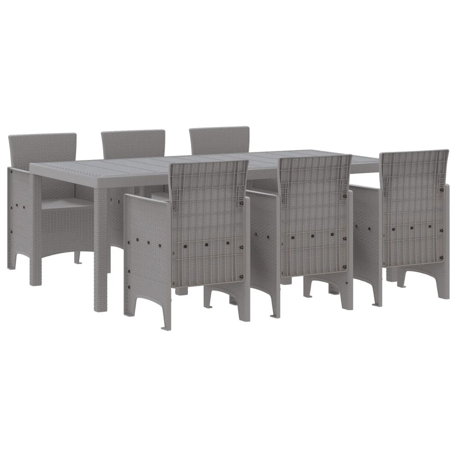 vidaXL 7-teiliges Gartentischset aus Poly-Rattan in Hellgrau - Bild 2
